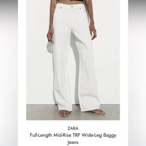 Zara Full Length Mid Rise TRF Wide Leg Baggy Jeans Size 4